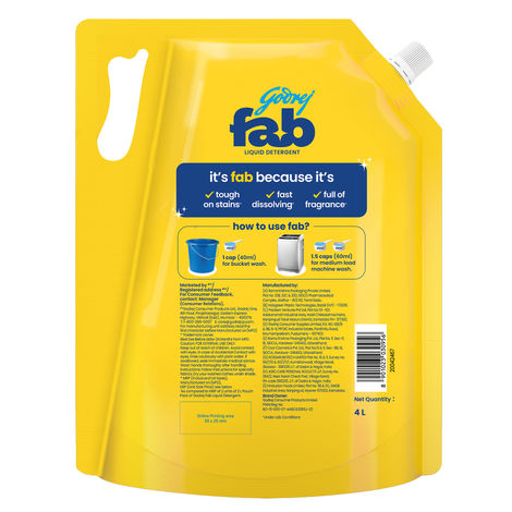 Godrej Fab Liquid Detergent Refill Pouch for Machine
