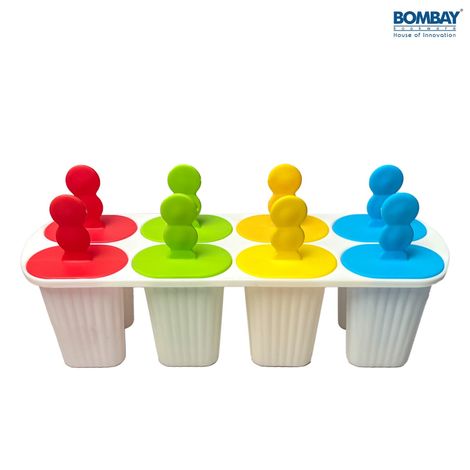Bombay Kookware Manual Ice Cream Maker | 8 Popsicles White Colour Base