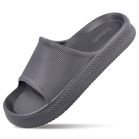 Walkaroo Men's Flip-Flop Sliders - WC8737 Dark Grey UK9