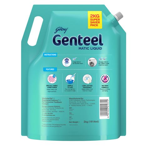 Godrej Genteel Matic Front Load Detergent Liquid Refill Pouch