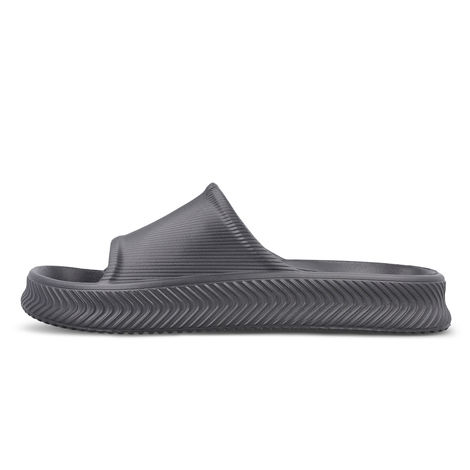 Walkaroo Men's Flip-Flop Sliders - WC8737 Dark Grey UK9