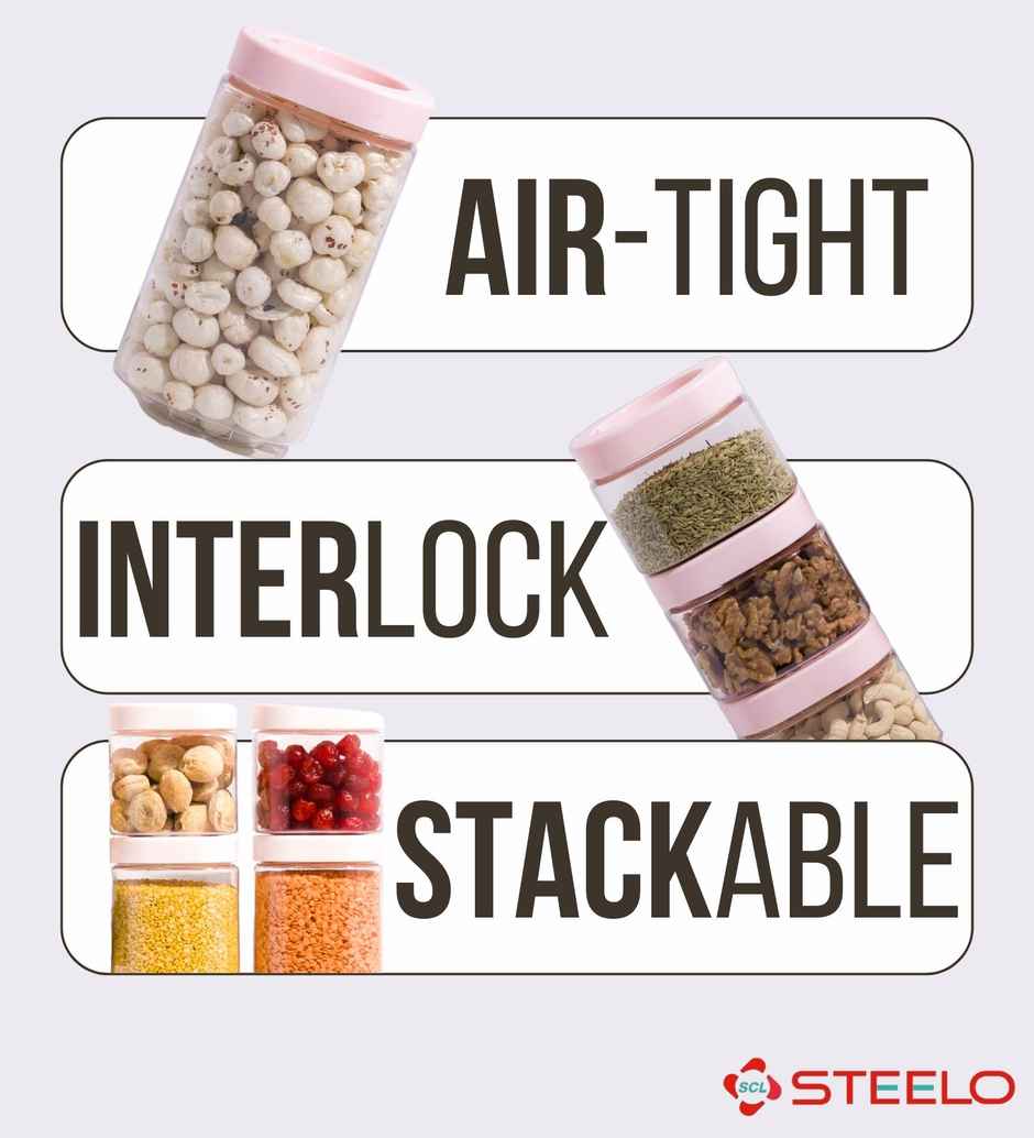Steelo Stack & Lock Square Container 1000 ml 3 Pcs Set