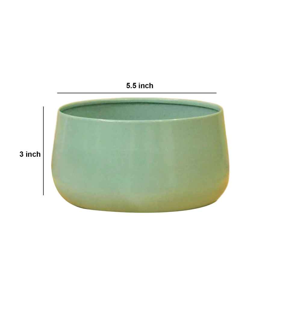 CasaCraft Pepperfry Everett Iron Blue Planter Pot Round Decorative Rust-Resistant for Indoor Plants