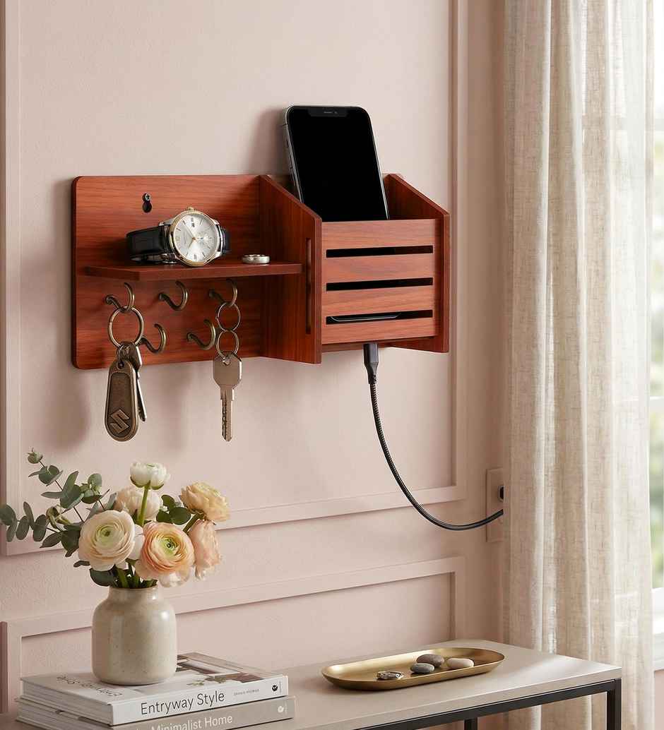 Casacraft by Pepperfry Brown Mdf Side-Shelf Pocket Key Holder