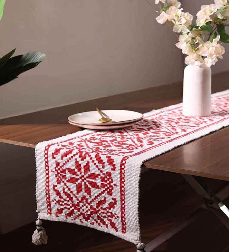 Casacraft by Pepperfry Cotton Dining Table Runner | Red | 183 x 35 cm