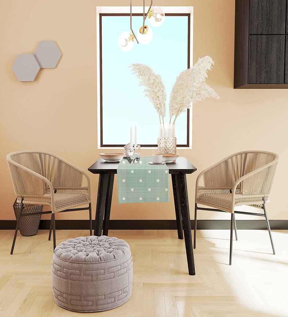 Casacraft by Pepperfry Poly Cotton Dining Table Runner | Blue | 33 x 152.4 cm