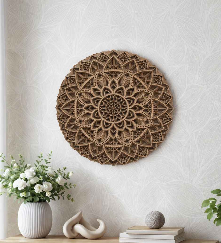 Casacraft From Pepperfry Laser Cut Design Flower Mdf Abstract Wall Art Brown
