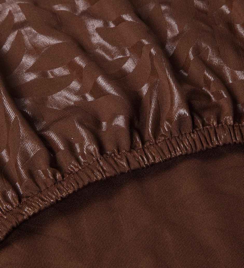 CasaCraft Pepperfry Brown Square 15x19 Inche Geometric Polyester Reversible Stretchable Chair Cover