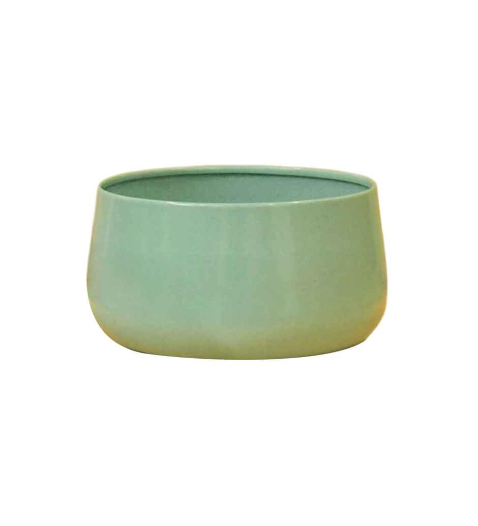 CasaCraft Pepperfry Everett Iron Blue Planter Pot Round Decorative Rust-Resistant for Indoor Plants