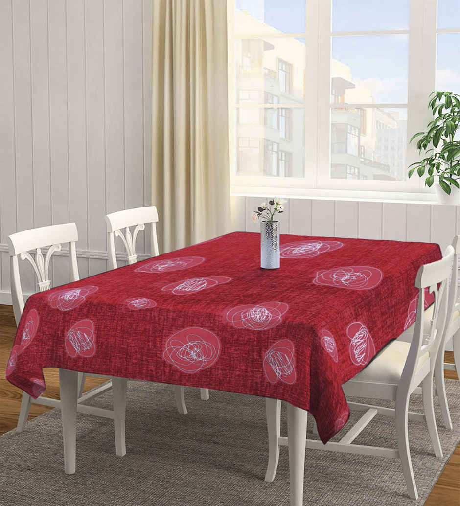 Casacraft by Pepperfry Cotton Blend Table Cloth | Dining Table Cover | Red | 72 x 52 inches