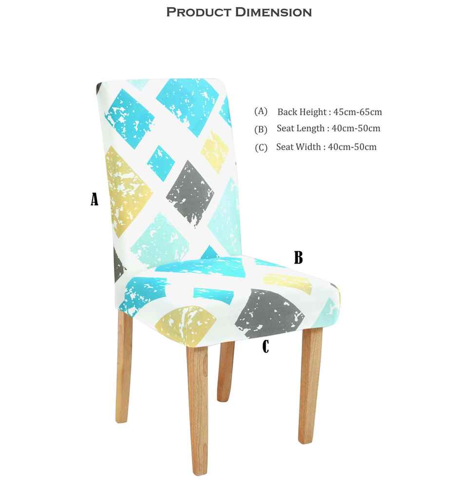 CasaCraft Pepperfry Blue Square 15x19 Inch Geometric Polyester Reversible Stretchable 4 Chair Cover