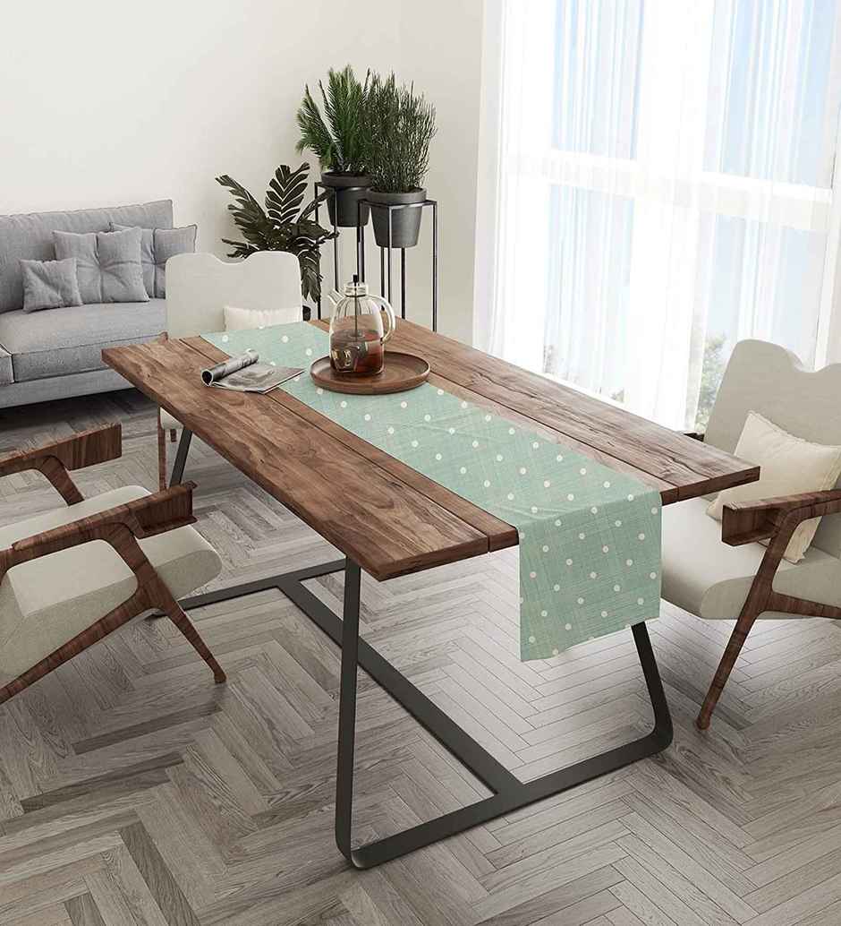 Casacraft by Pepperfry Poly Cotton Dining Table Runner | Blue | 33 x 152.4 cm