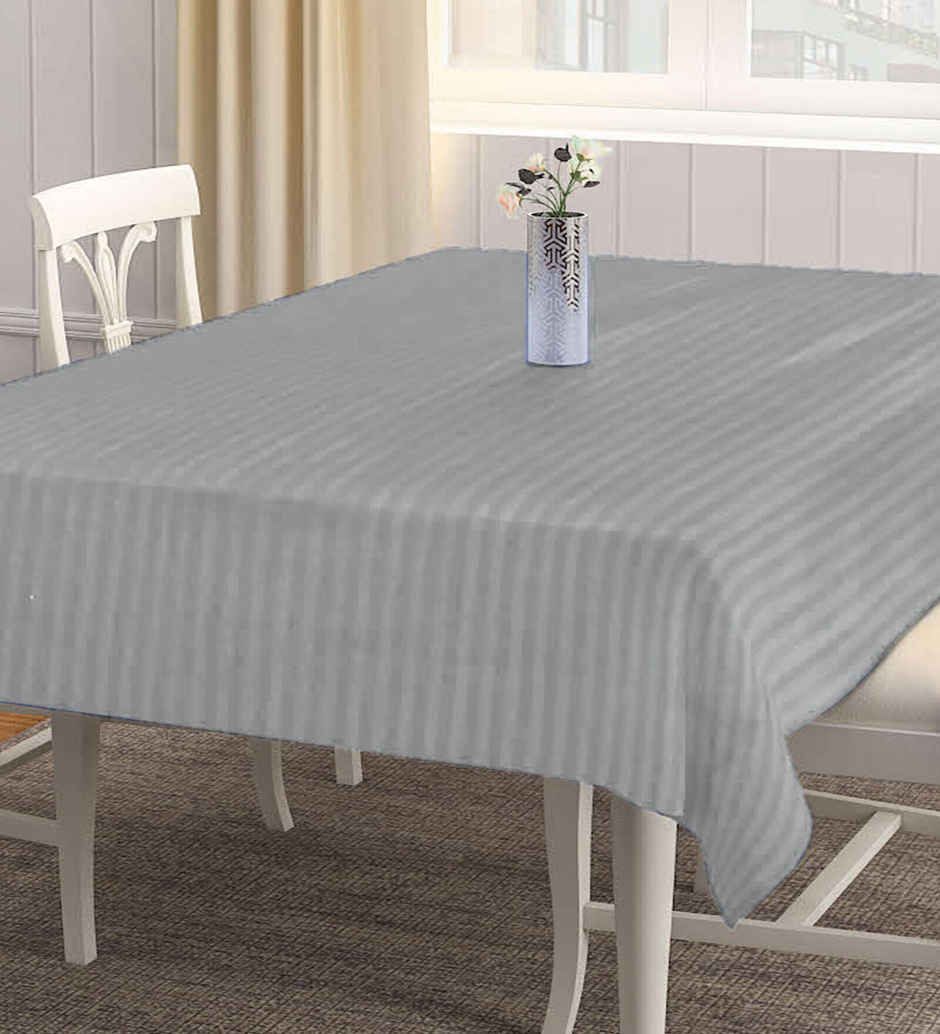 Casacraft by Pepperfry Cotton Blend Table Cloth | Dining Table Cover | Grey | 72 x 52 inches