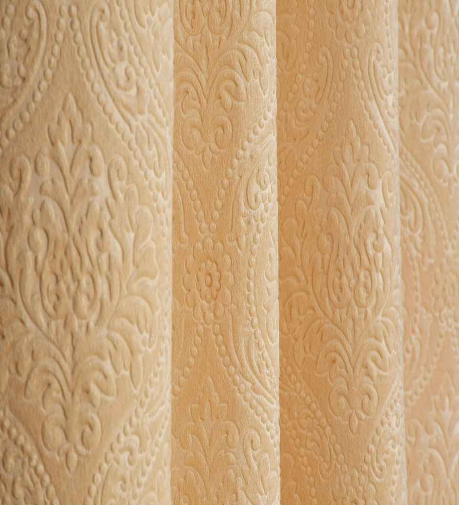 CasaCraft Pepperfry Door Curtain 9ft Set of 2 Cream Floral Velvet Blackout Eyelet for Living Room