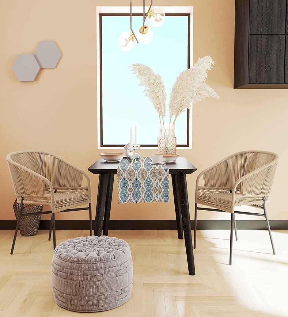 Casacraft by Pepperfry Poly Cotton Dining Table Runner | Grey | 33 x 152 cm