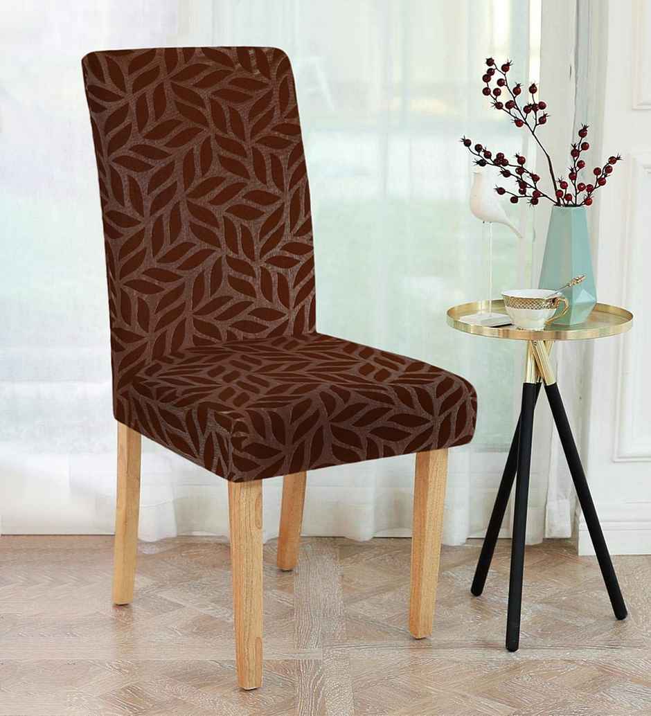 CasaCraft Pepperfry Brown Square 15x19 Inche Geometric Polyester Reversible Stretchable Chair Cover