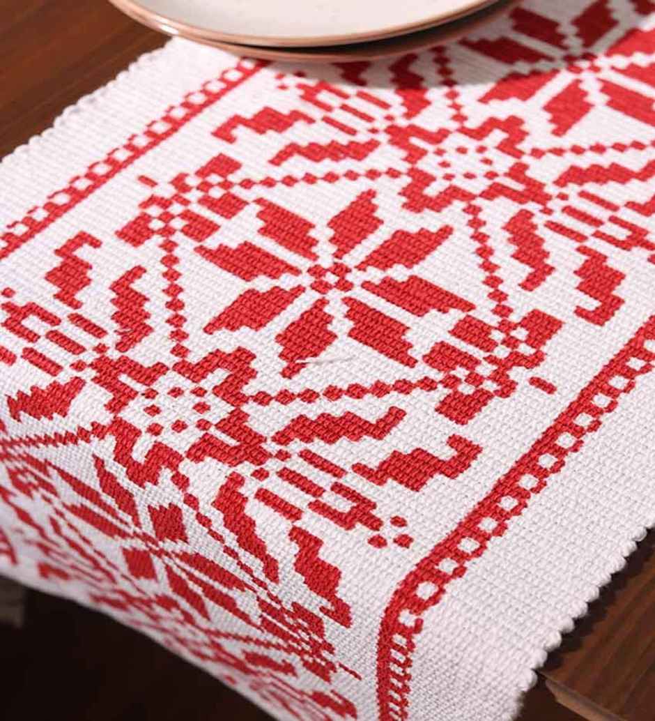 Casacraft by Pepperfry Cotton Dining Table Runner | Red | 183 x 35 cm