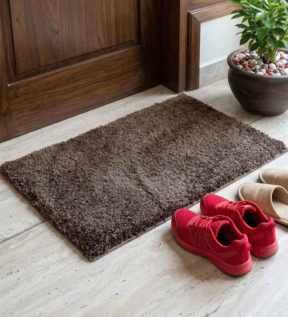 Casacraft by Pepperfry Polyester Anti Skid Door Mat | 41 x 61 cm | Brown