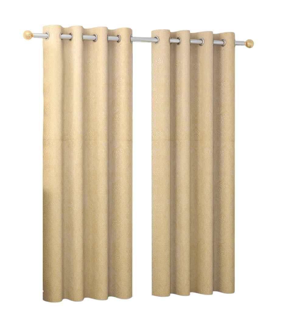 CasaCraft Pepperfry Door Curtain 9ft Set of 2 Cream Floral Velvet Blackout Eyelet for Living Room