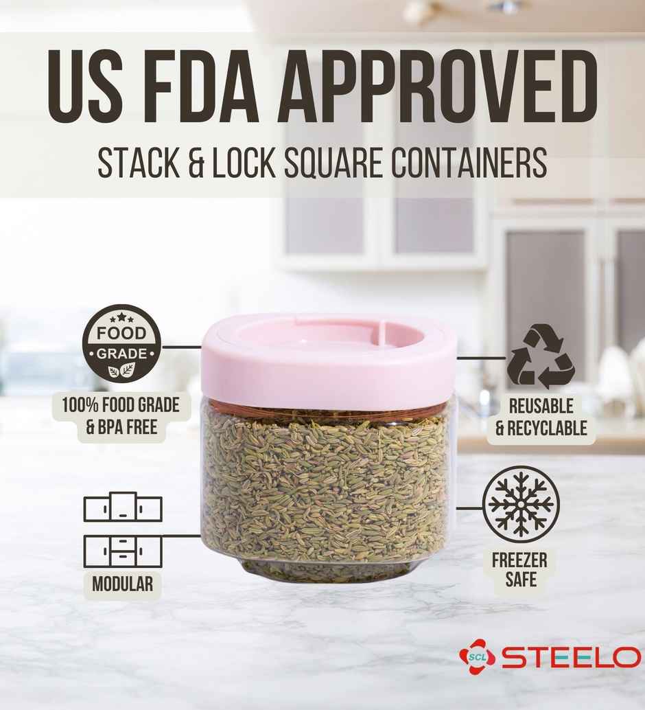 Steelo Stack & Lock Square Container 450 ml 3 Pcs Set