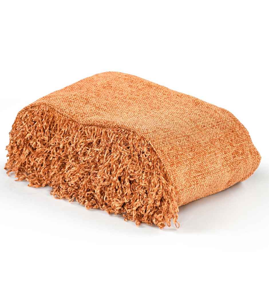 Casacraft by Pepperfry Polyester Sofa Throw | Soft Couch | Rust | 52 x 71 in