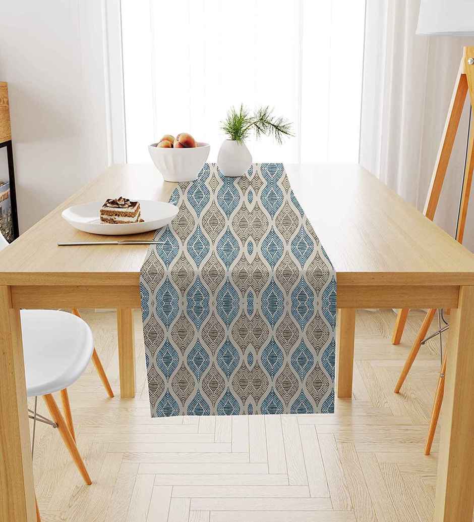 Casacraft by Pepperfry Poly Cotton Dining Table Runner | Grey | 33 x 152 cm