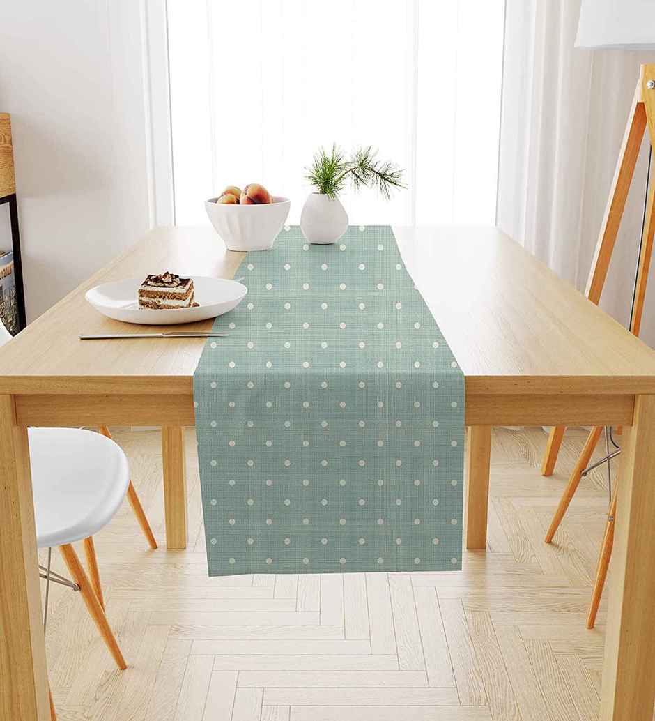 Casacraft by Pepperfry Poly Cotton Dining Table Runner | Blue | 33 x 152.4 cm