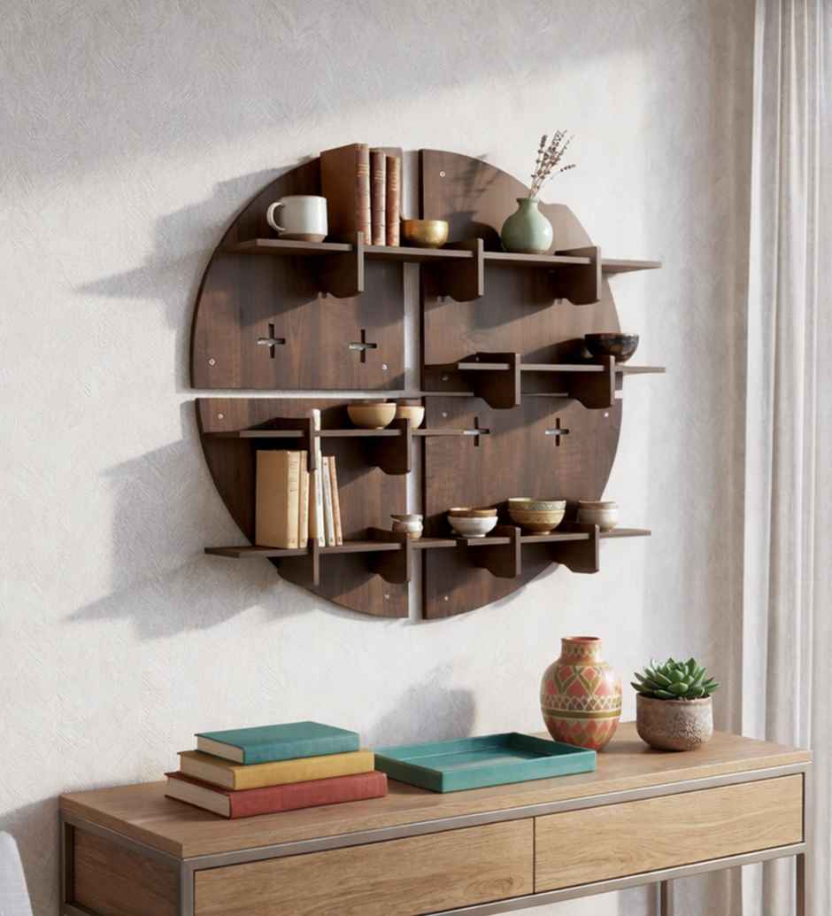 Casacraft by Pepperfry Brown Engineered Wood Round Modular Book Shelf - Set Of 4