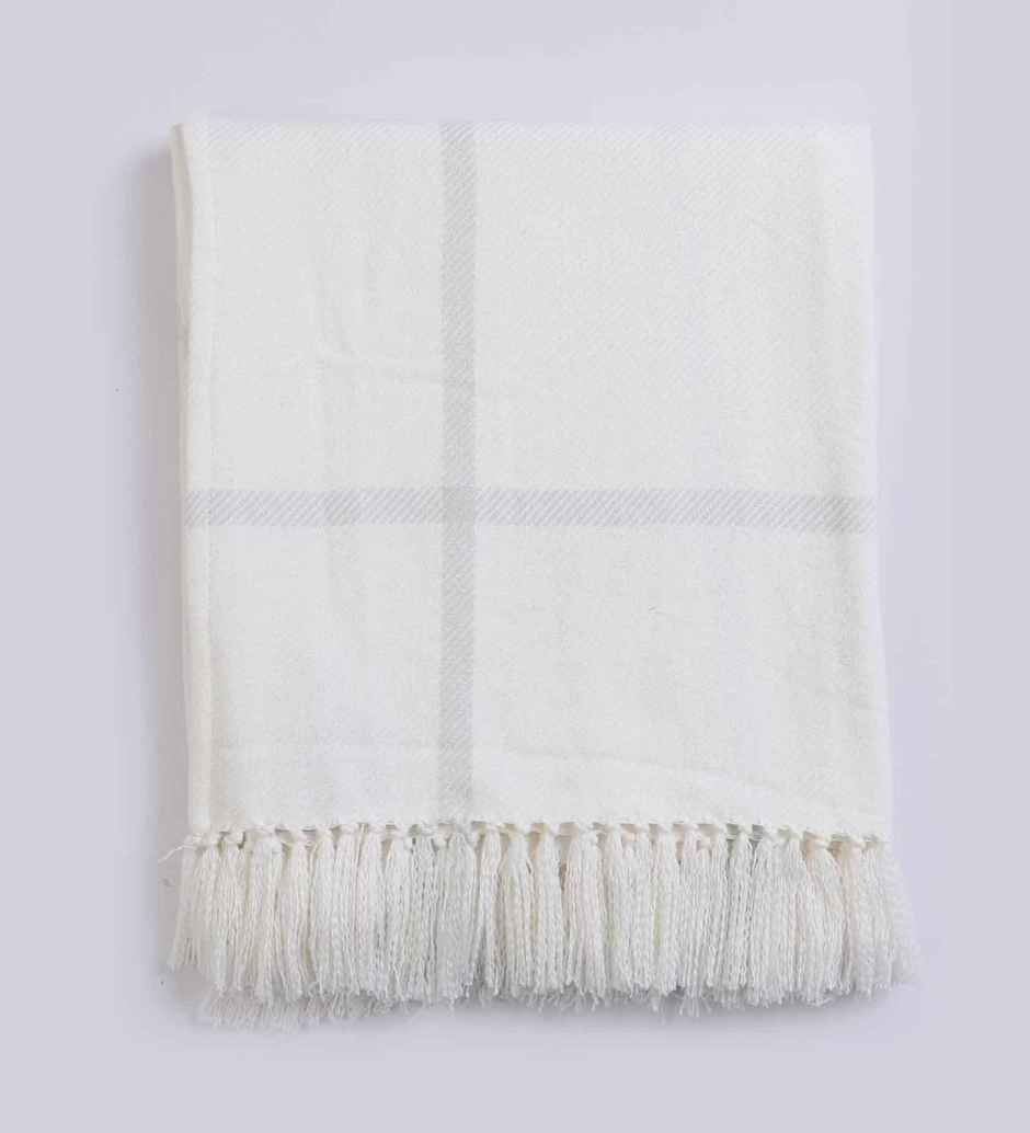 Casacraft by Pepperfry Cotton Sofa Throw | Soft Couch | White | 50 x 60 cm