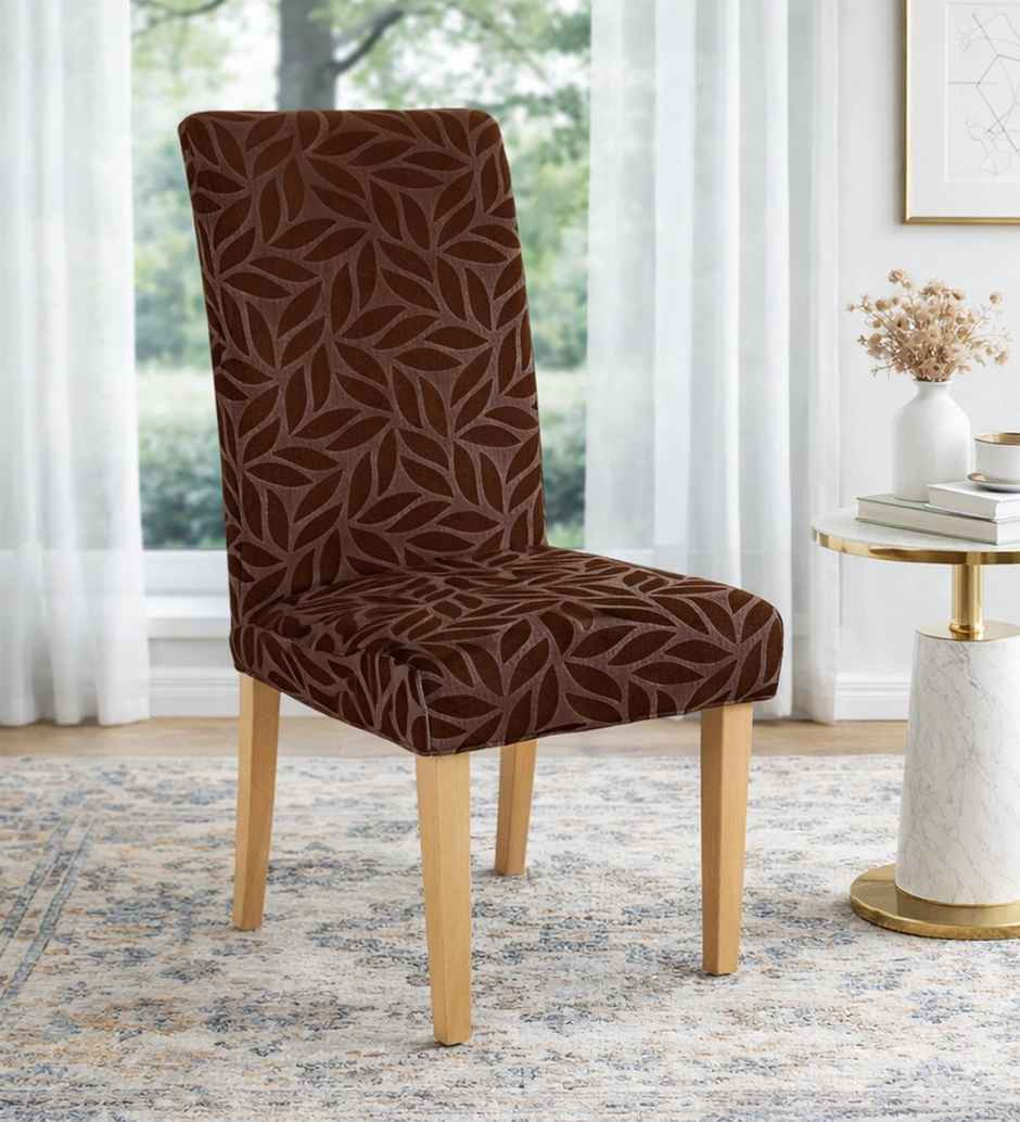 CasaCraft Pepperfry Reversible Stretchable Chair Cover | Brown Square | 15x19 Inch | Geometric