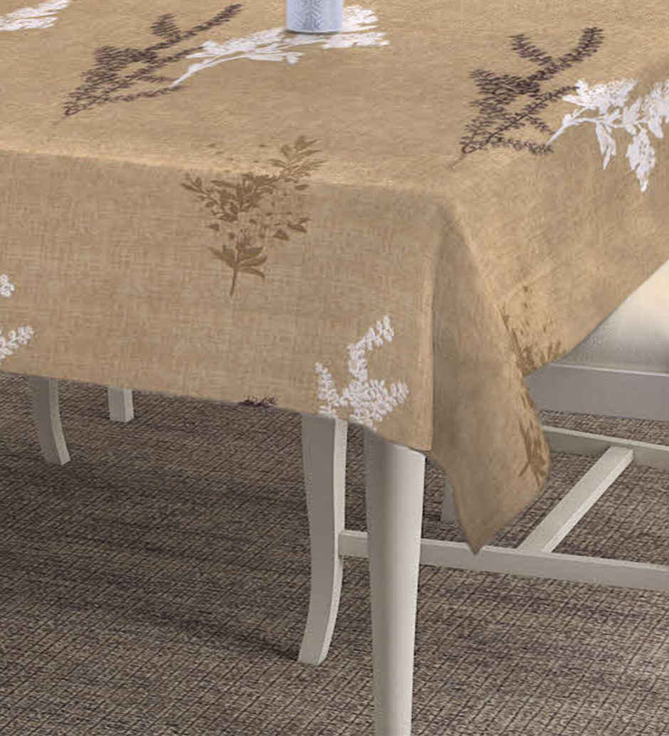 Casacraft by Pepperfry Cotton Blend Table Cloth | Dining Table Cover | Brown | 72 x 52 inches