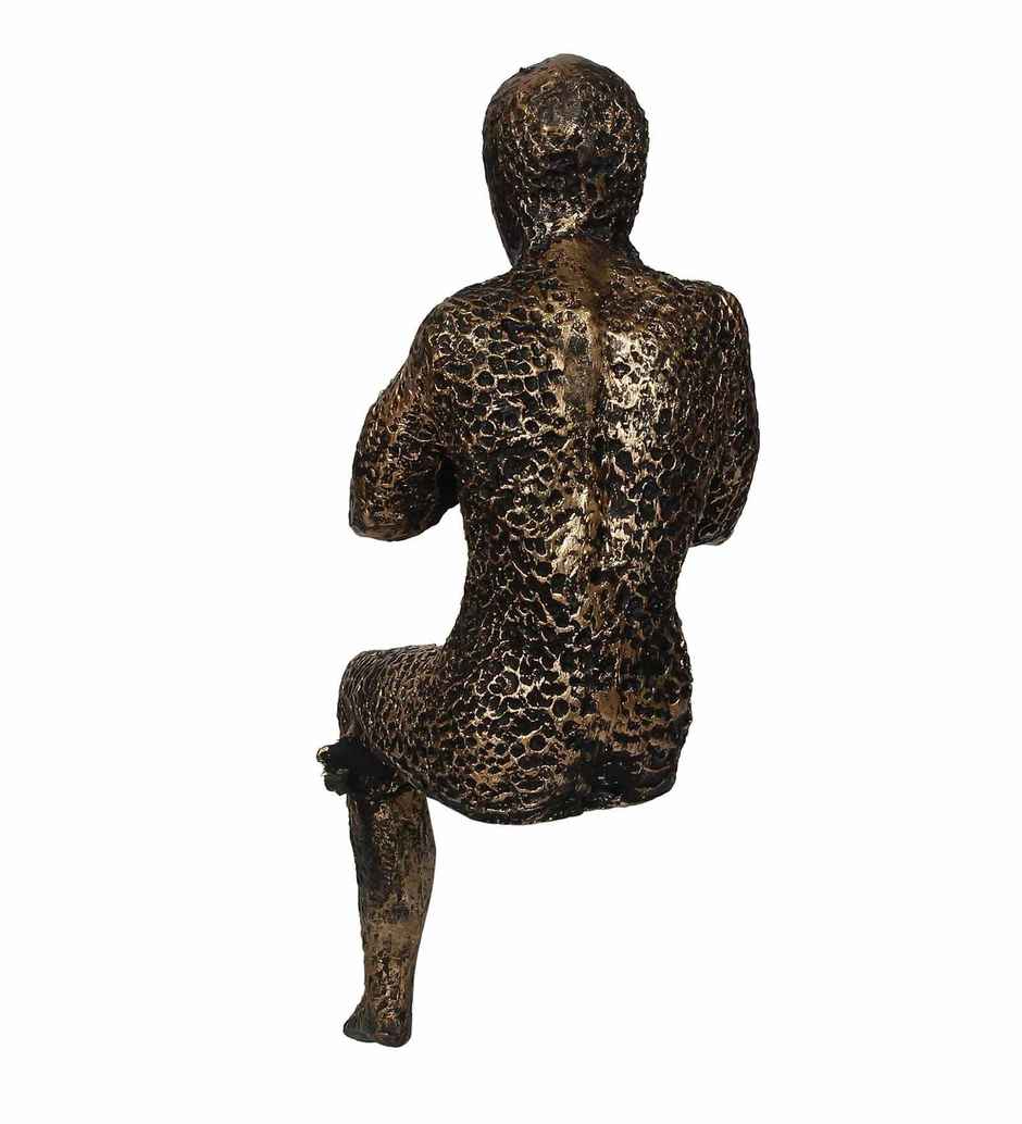 Casacraft Pepperfry Showpiece Thinking Man Statue Sitting On Rock Decorative Figurine Resin Brown