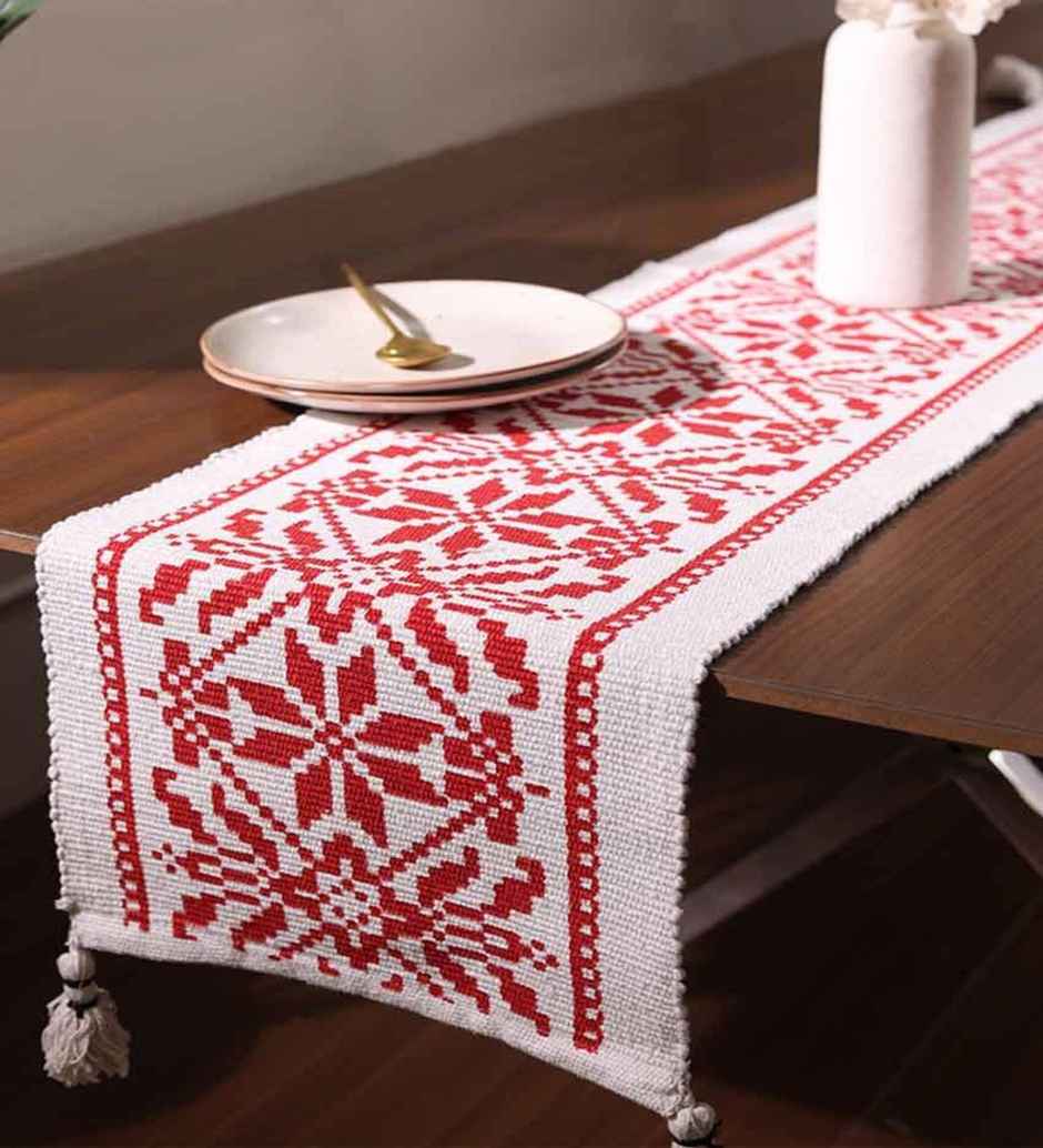 Casacraft by Pepperfry Cotton Dining Table Runner | Red | 183 x 35 cm