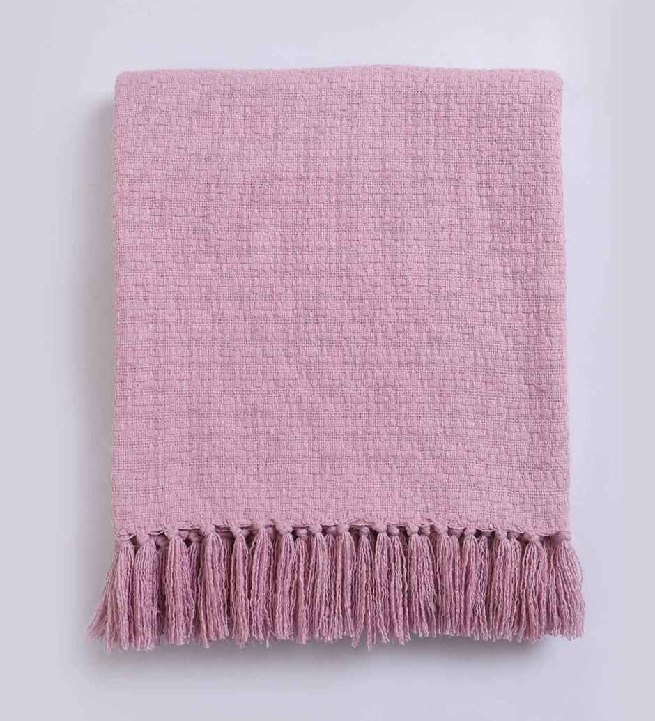 Casacraft by Pepperfry Cotton Sofa Throw | Soft Couch | Pink | 20 x 24 in