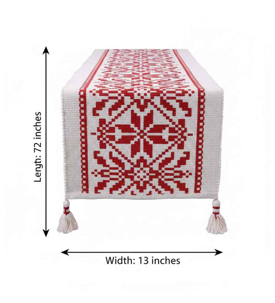 Casacraft by Pepperfry Cotton Dining Table Runner | Red | 183 x 35 cm