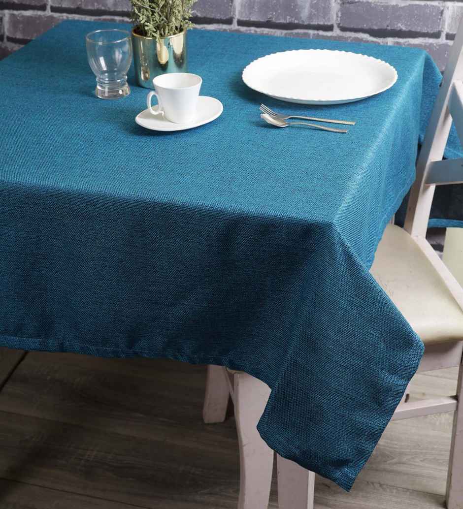 Casacraft by Pepperfry Aqua Jute Table Cloth Dining Table Cover | 40x40 in