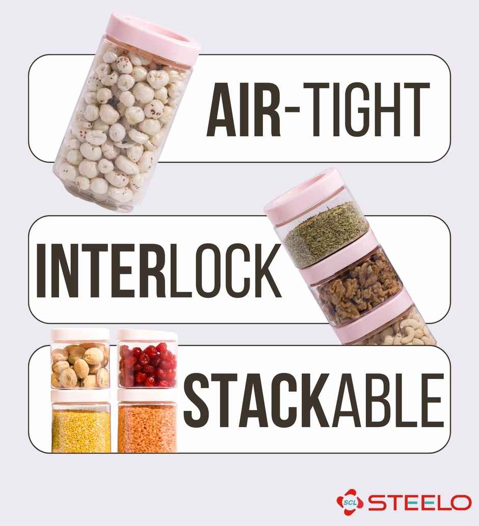 Steelo Stack & Lock Square Container 600 ml 3 Pcs Set