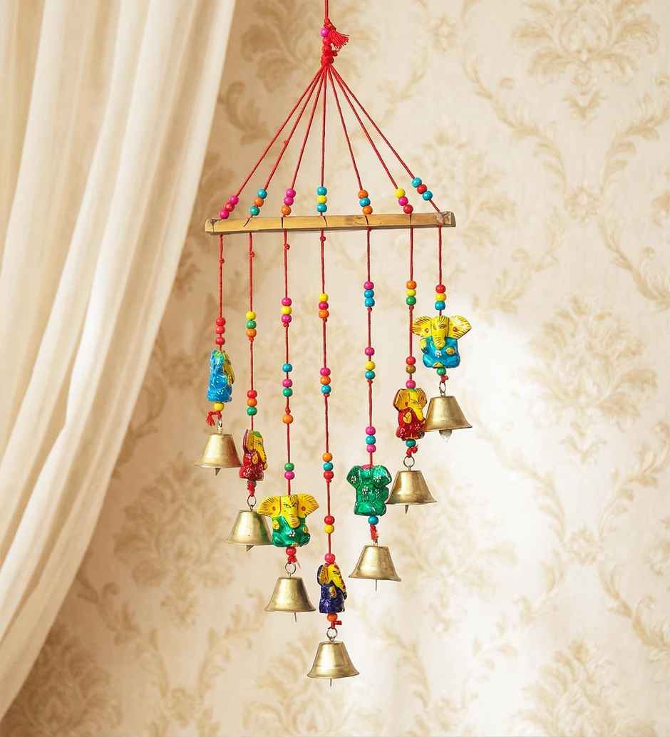 Casacraft Pepperfry Lord Ganesha Metal Unique Decorative Multicolor Positive Energy Hanging Bell