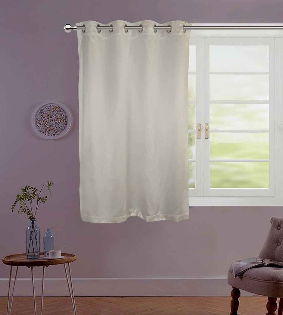 Lushomes Satin Curtain - Cream | 5 ft | 8 Metal SS Eyelets | 4.5 x 5 ft | 54 x 60 inch