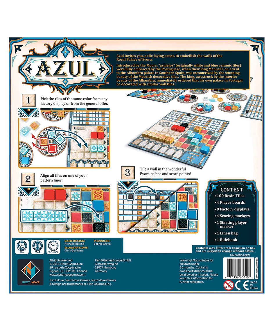 Awestuffs Azul Game Strategy Tile Placement Family Board Games for Adults and Kids 2 to 4 Players