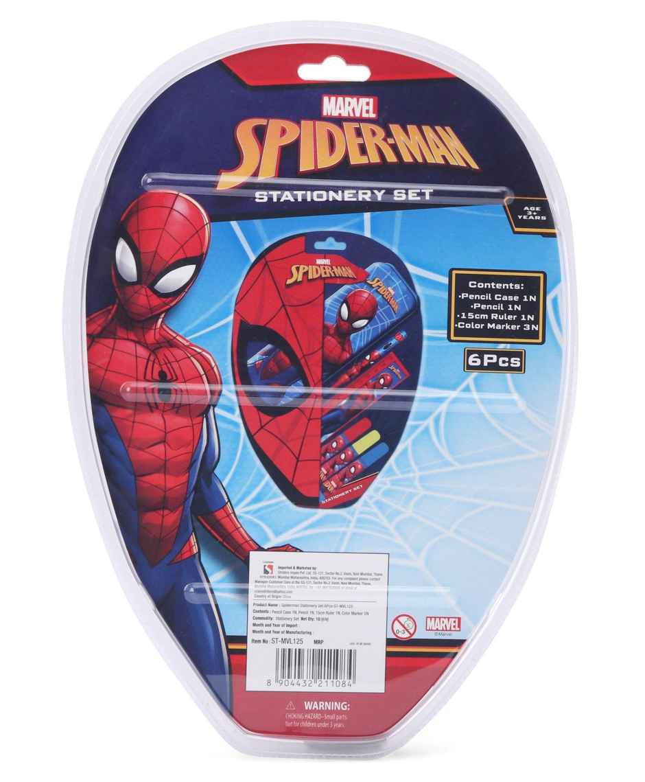 Spiderman Stationery Set (6Pcs) With Spiderman Theme 1 Pencil Case Gift For Kids