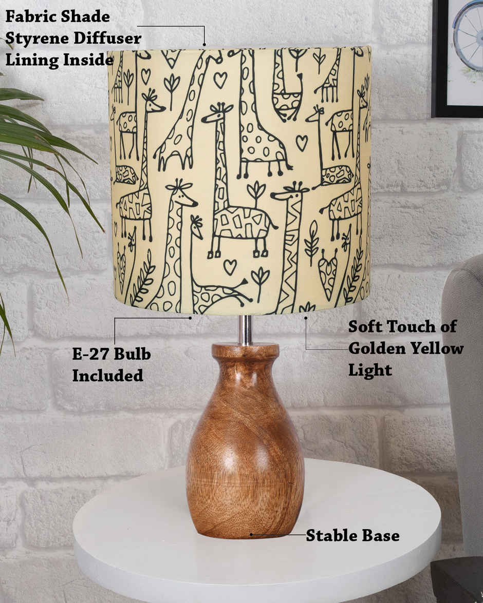 Homesake Modern Wooden Table Lamp with Fabric Shade, Savanna