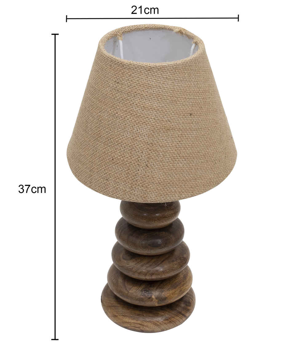 Homesake Rustic Walnut Wood Table Lamp with White Jute Shade