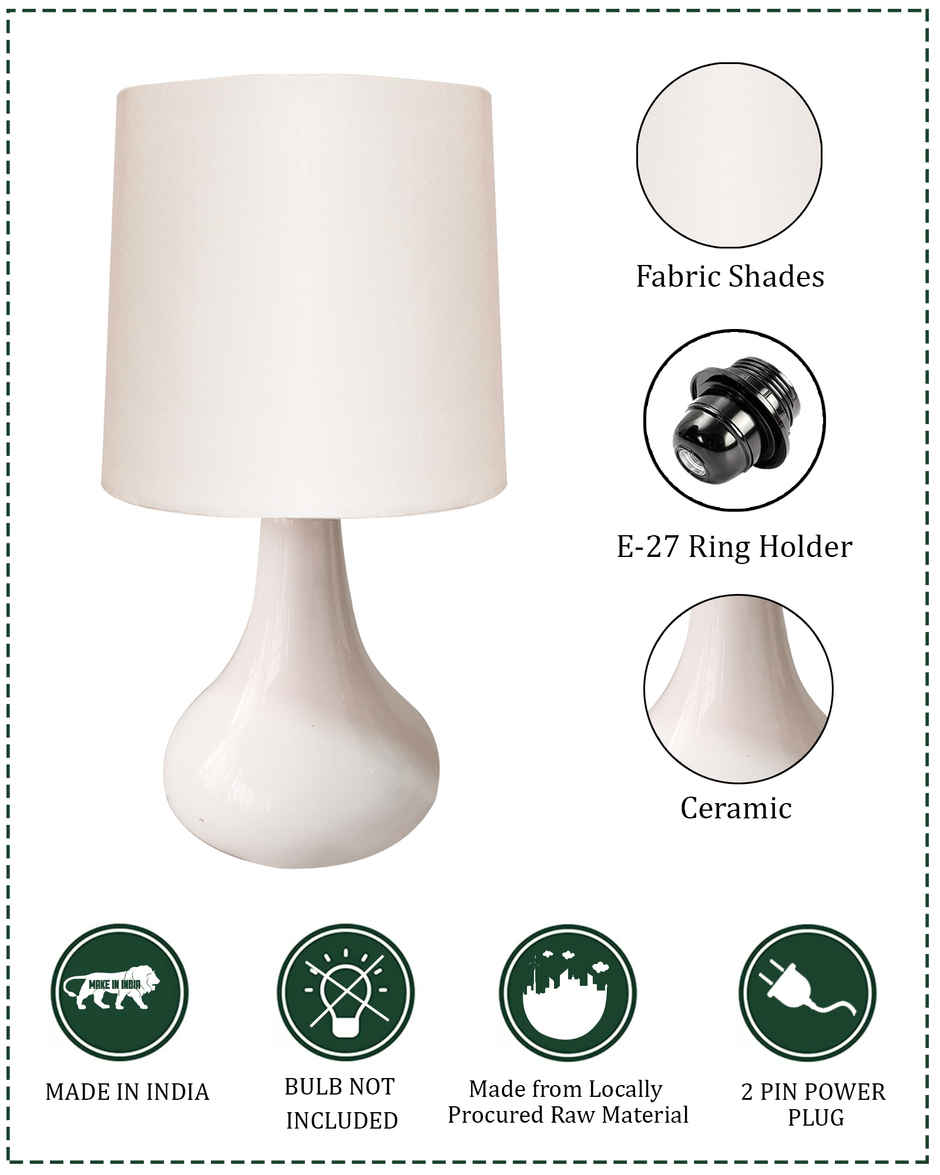 Homesake Modern Ceramic Table Lamp with White Fabric Shade
