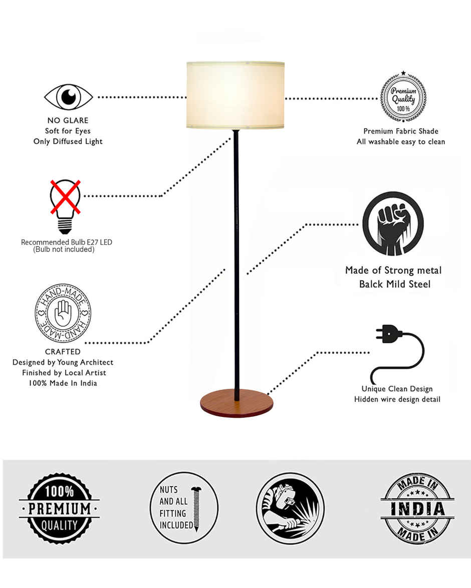 Homesake Modern Floor Lamp | Mid-Century Pole Lamp Light for Living Room | Bedroom Room Office