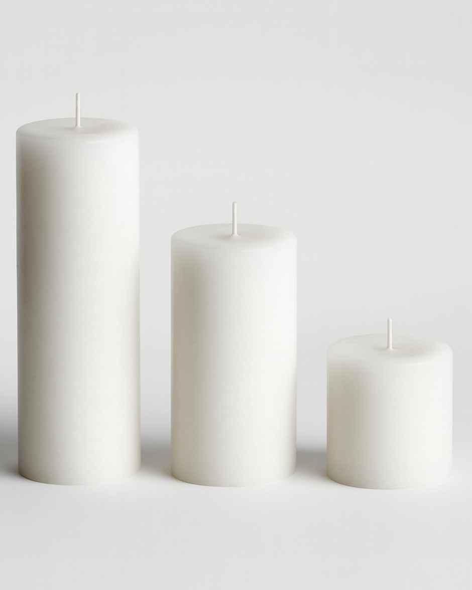 Pillar Candles Paraffin Soy Wax for Home | White | HOMESAKE