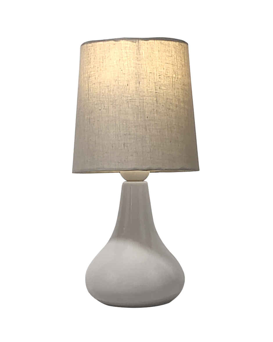 Homesake Ceramic Bedside Table Lamp with Gray Fabric Shade