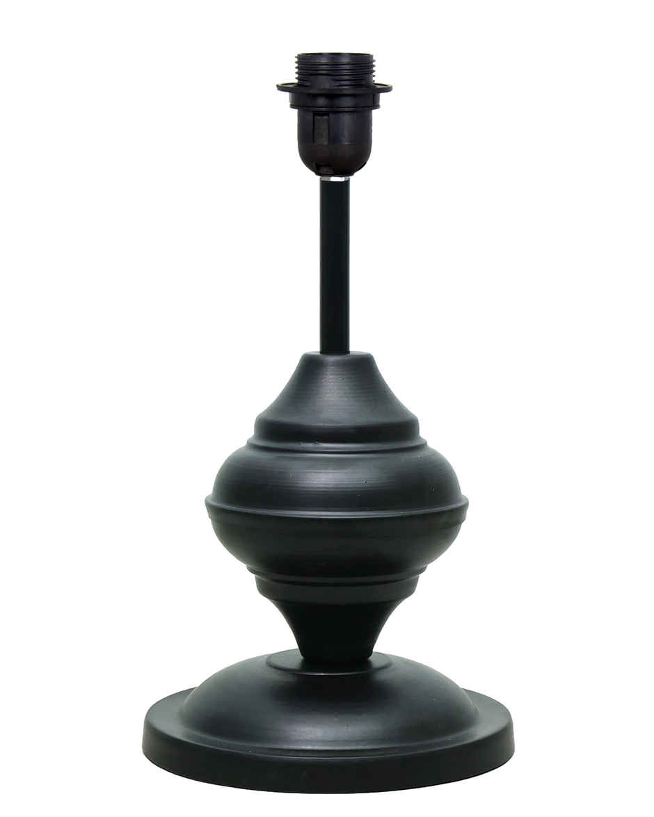 Homesake Black Metal Table Lamp with Fabric Shade, E27 holder, Urn, Cone Marigold