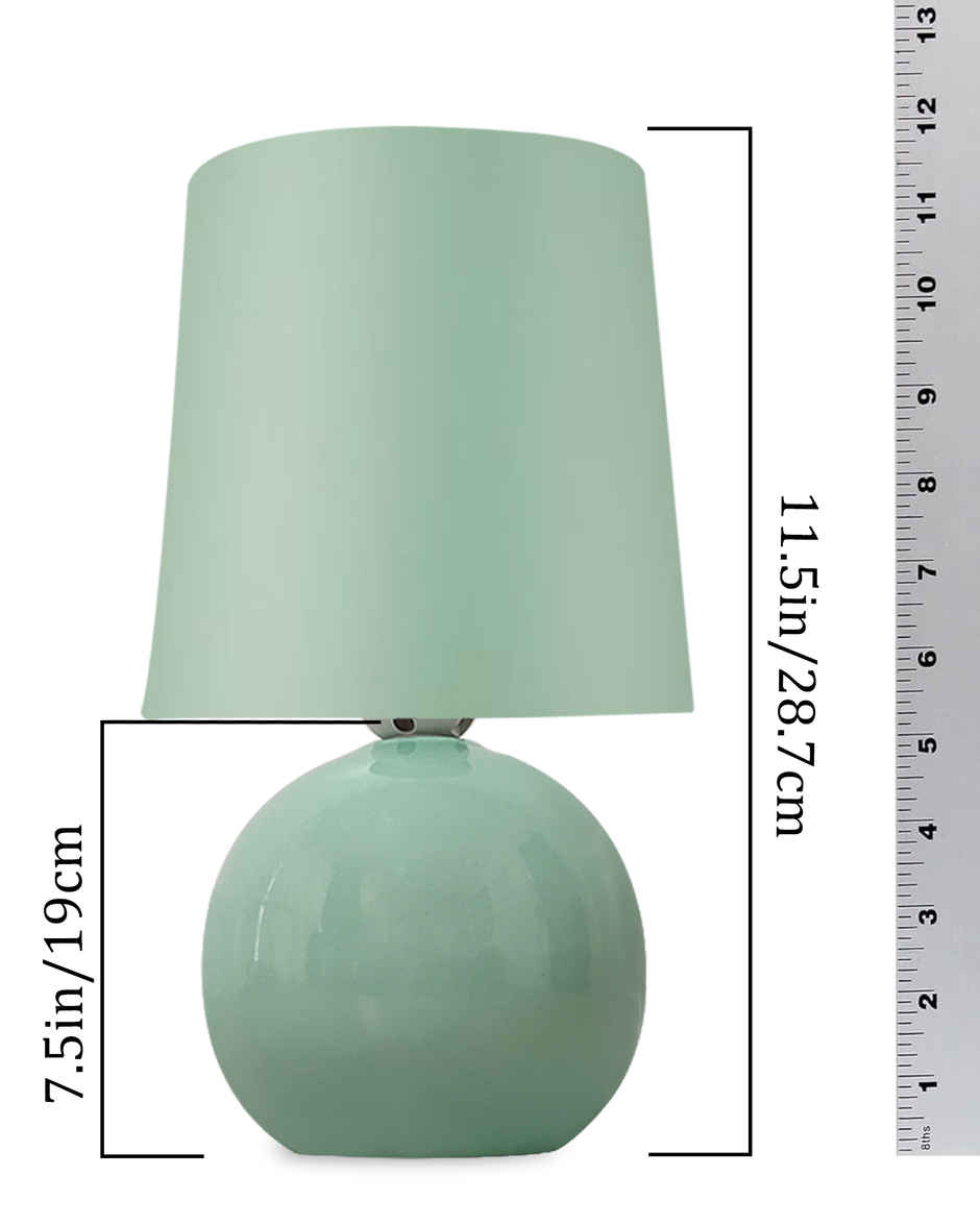 Homesake Ceramic Bedside Lamp with Mint Green Fabric Shade