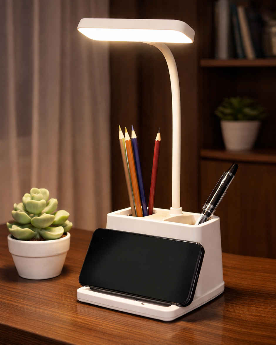 Homesake LED Desk Lamp with Organizer & Mobile Stand, Touch Control Study Lamp for Home & Office